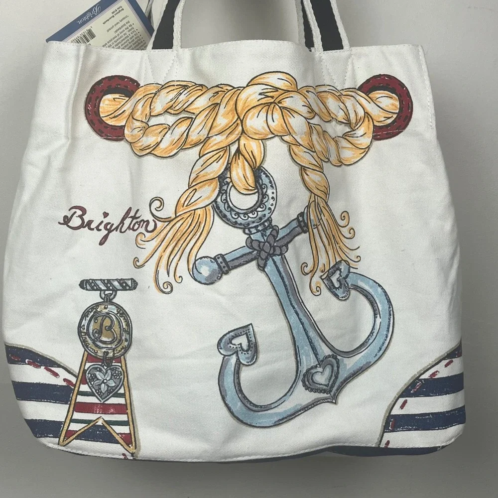 Brighton Beachy Keen Boardwalk Tote Canvas Nautical Sailboat Anchor Bag D29655